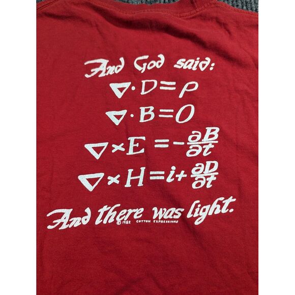 Vintage Schwarzschild Radius Shirt Red God Said There Was Light 80s Science - Picture 6 of 10
